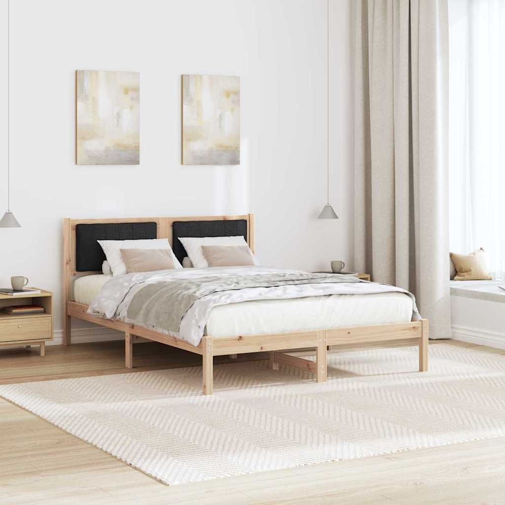vidaXL Ramka łóżka z tapicerowanym wezgłowiem Czarny 120 x 190 cm