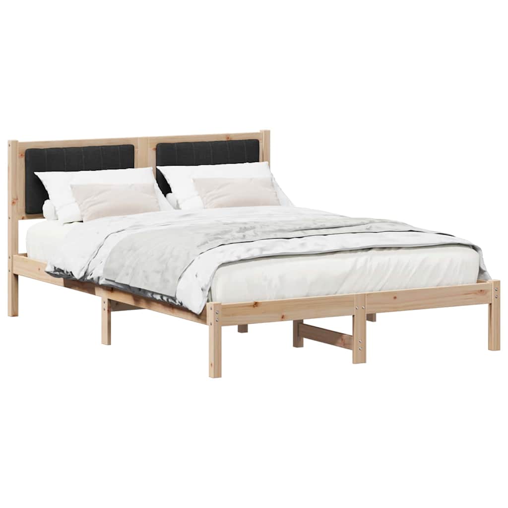 vidaXL Ramka łóżka z tapicerowanym wezgłowiem Czarny 120 x 190 cm