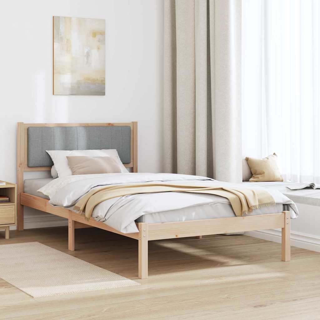 vidaXL Ramka łóżka z tapicerowanym wezgłowiem Jasnoszary 100 x 200 cm
