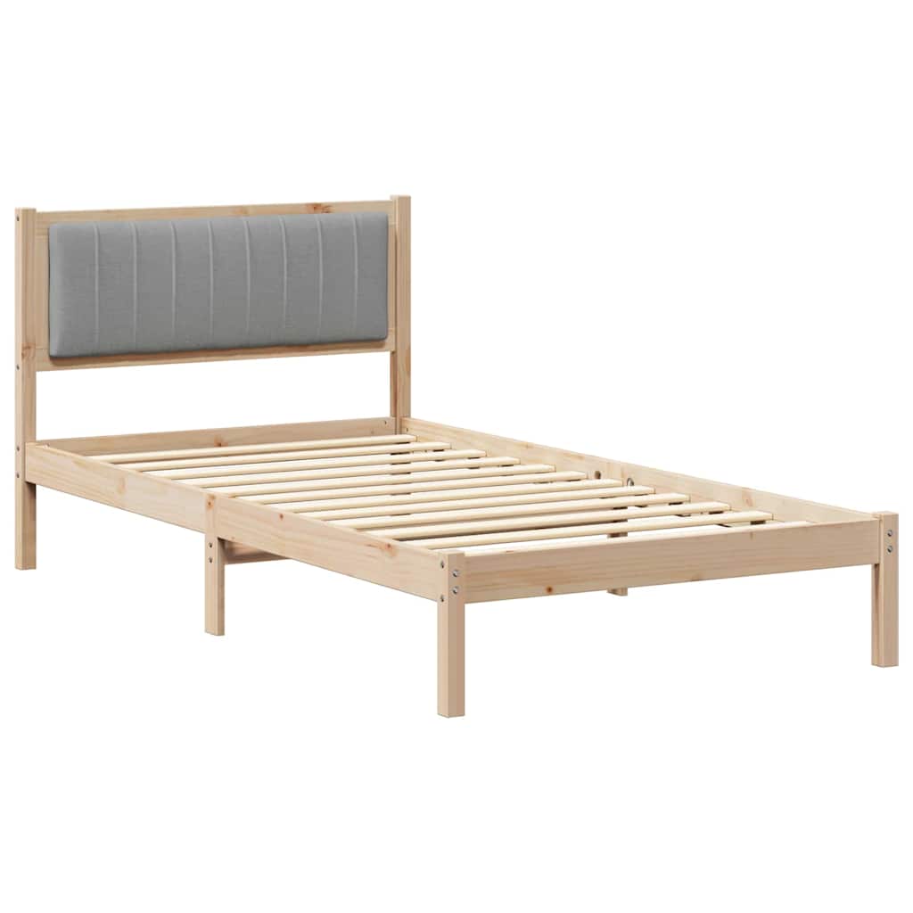 vidaXL Ramka łóżka z tapicerowanym wezgłowiem Jasnoszary 100 x 200 cm