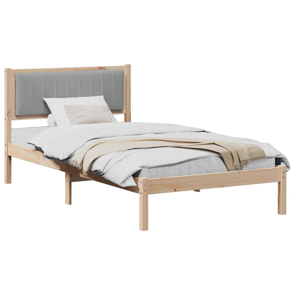 vidaXL Ramka łóżka z tapicerowanym wezgłowiem Jasnoszary 100 x 200 cm