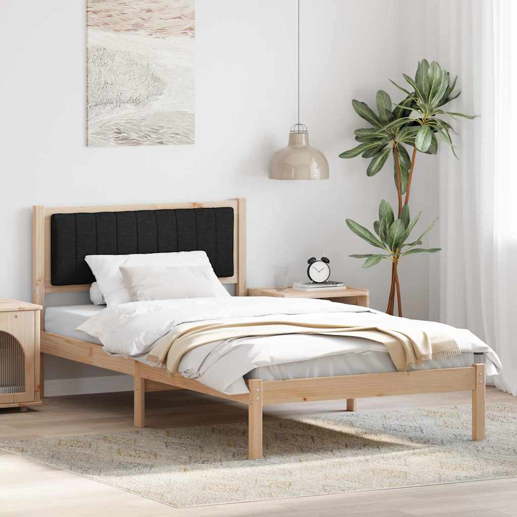 vidaXL Ramka łóżka z tapicerowanym wezgłowiem Czarny 100 x 200 cm