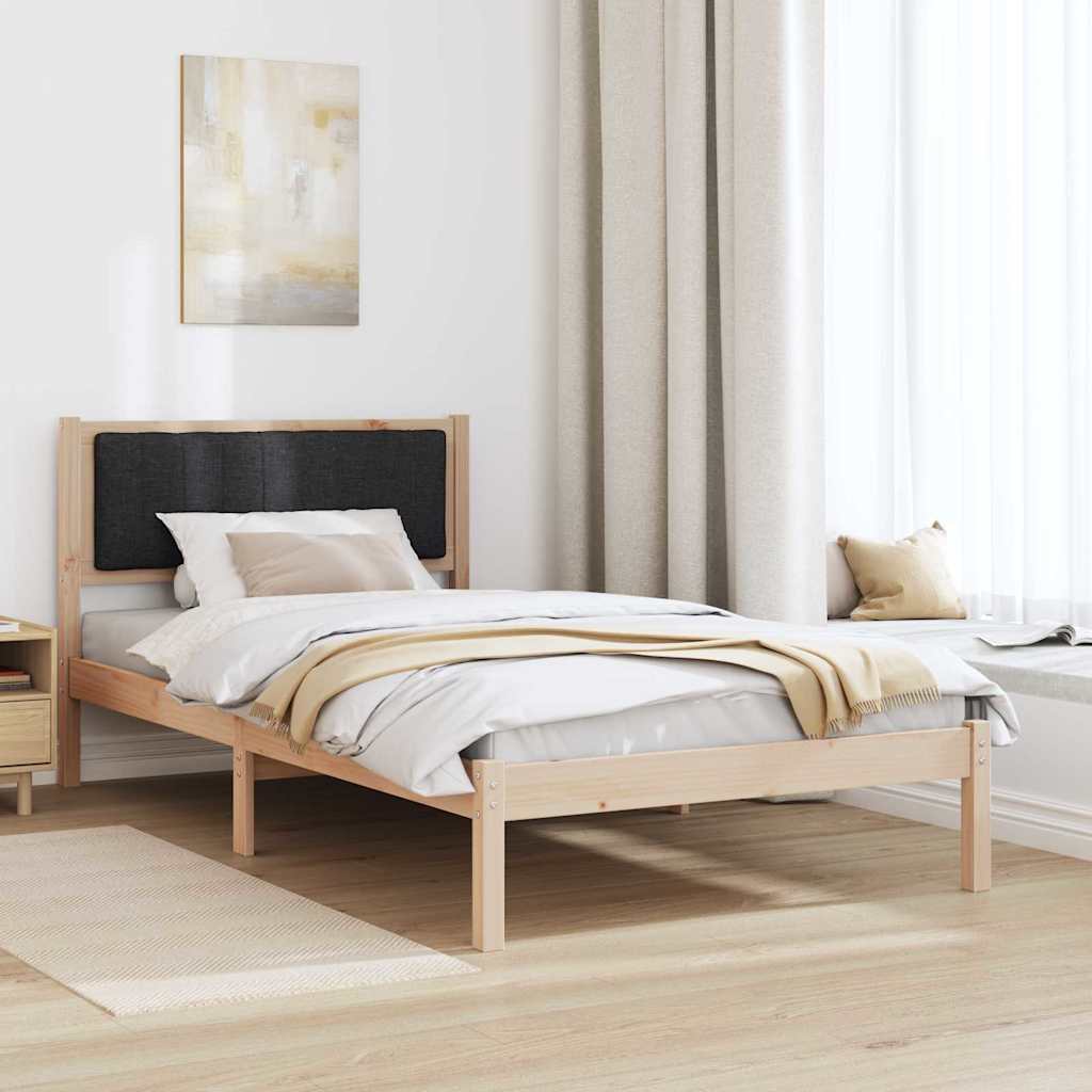 vidaXL Ramka łóżka z tapicerowanym wezgłowiem Czarny 100 x 200 cm