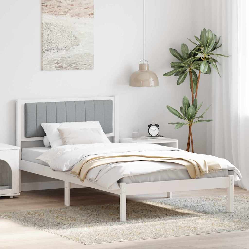 vidaXL Ramka łóżka z tapicerowanym wezgłowiem Jasnoszary 100 x 200 cm