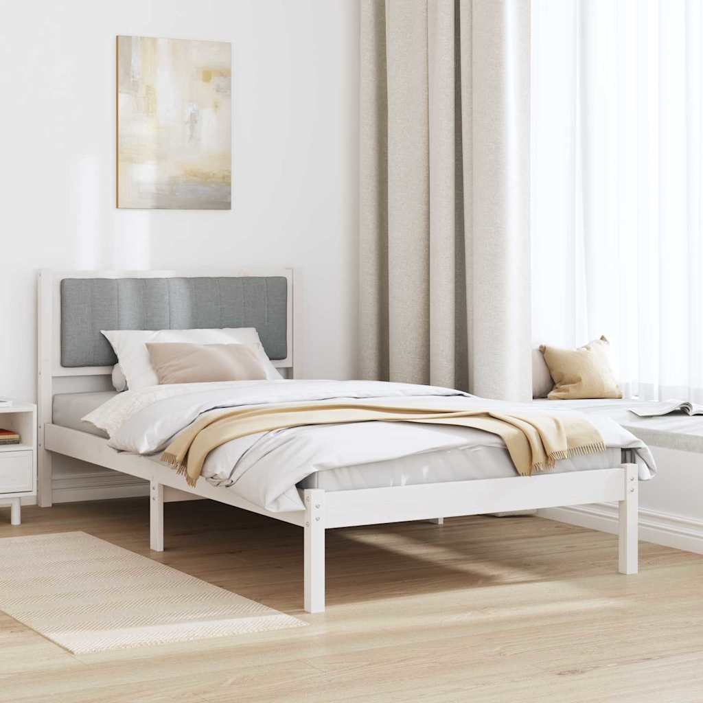 vidaXL Ramka łóżka z tapicerowanym wezgłowiem Jasnoszary 100 x 200 cm