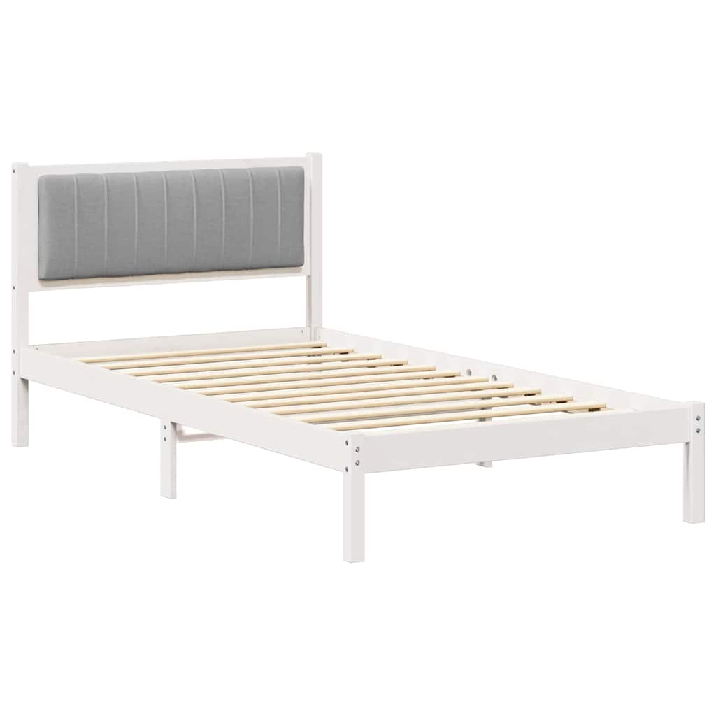 vidaXL Ramka łóżka z tapicerowanym wezgłowiem Jasnoszary 100 x 200 cm
