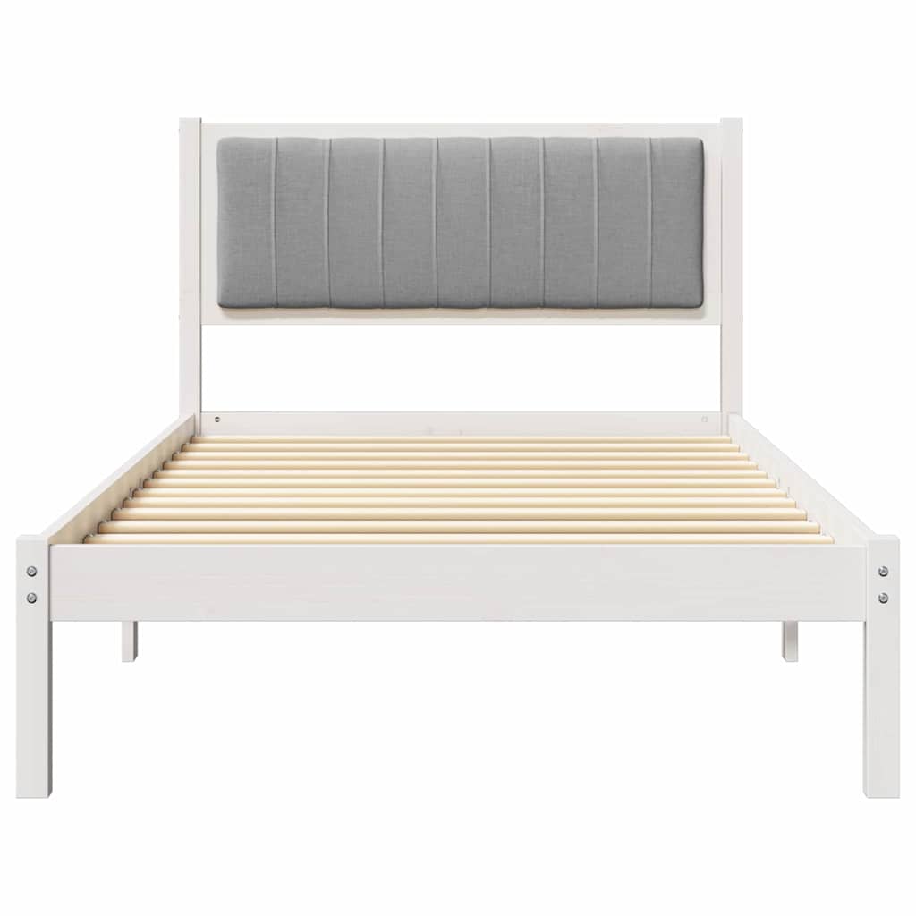 vidaXL Ramka łóżka z tapicerowanym wezgłowiem Jasnoszary 100 x 200 cm