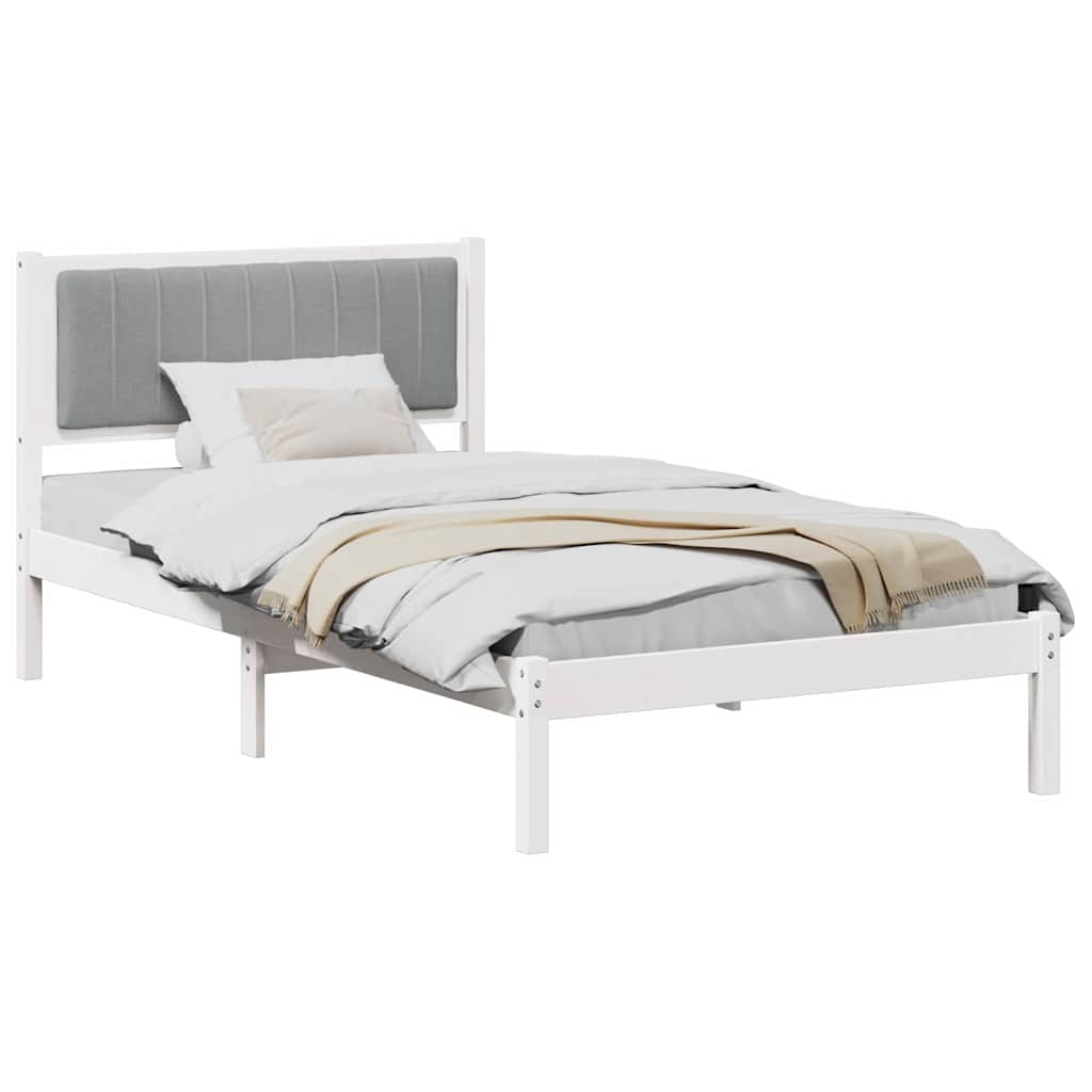 vidaXL Ramka łóżka z tapicerowanym wezgłowiem Jasnoszary 100 x 200 cm