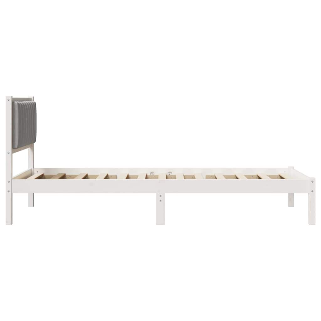 vidaXL Ramka łóżka z tapicerowanym wezgłowiem Jasnoszary 100 x 200 cm