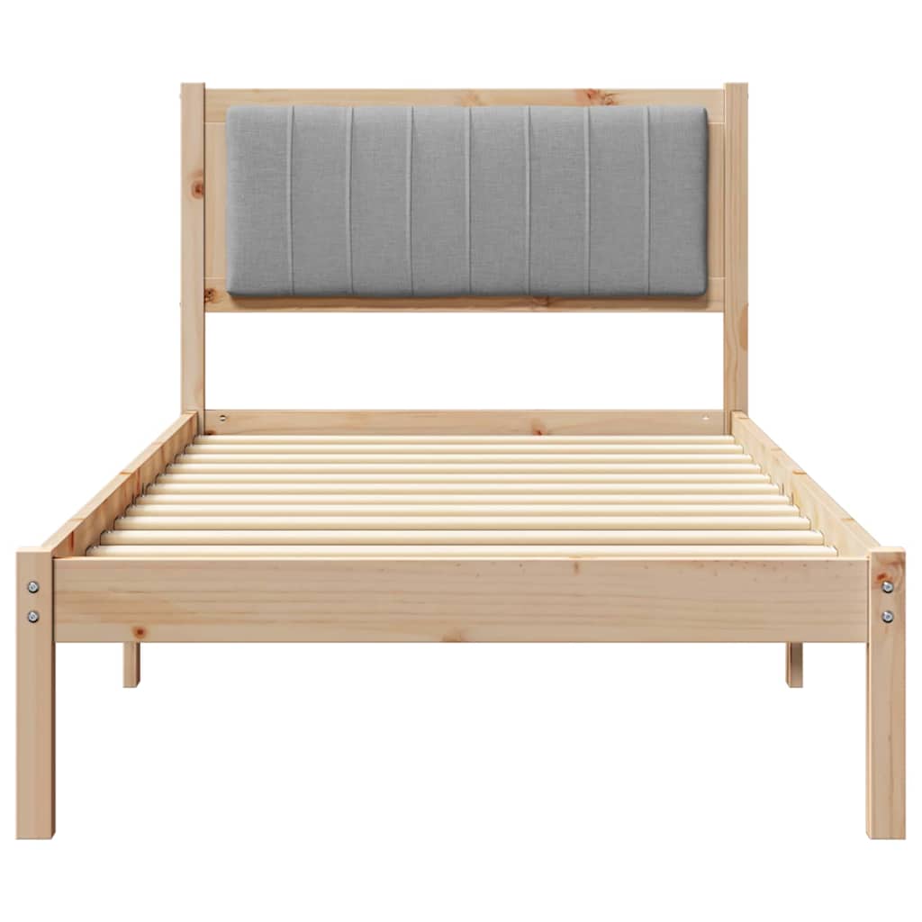 vidaXL Ramka łóżka z tapicerowanym wezgłowiem Jasnoszary 90 x 200 cm