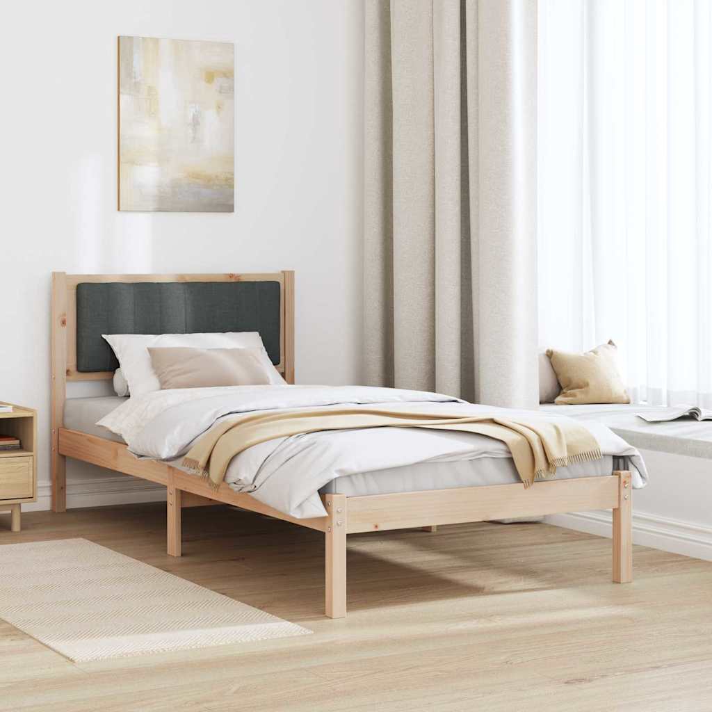 vidaXL Ramka łóżka z tapicerowanym wezgłowiem Ciemnoszary 90 x 200 cm
