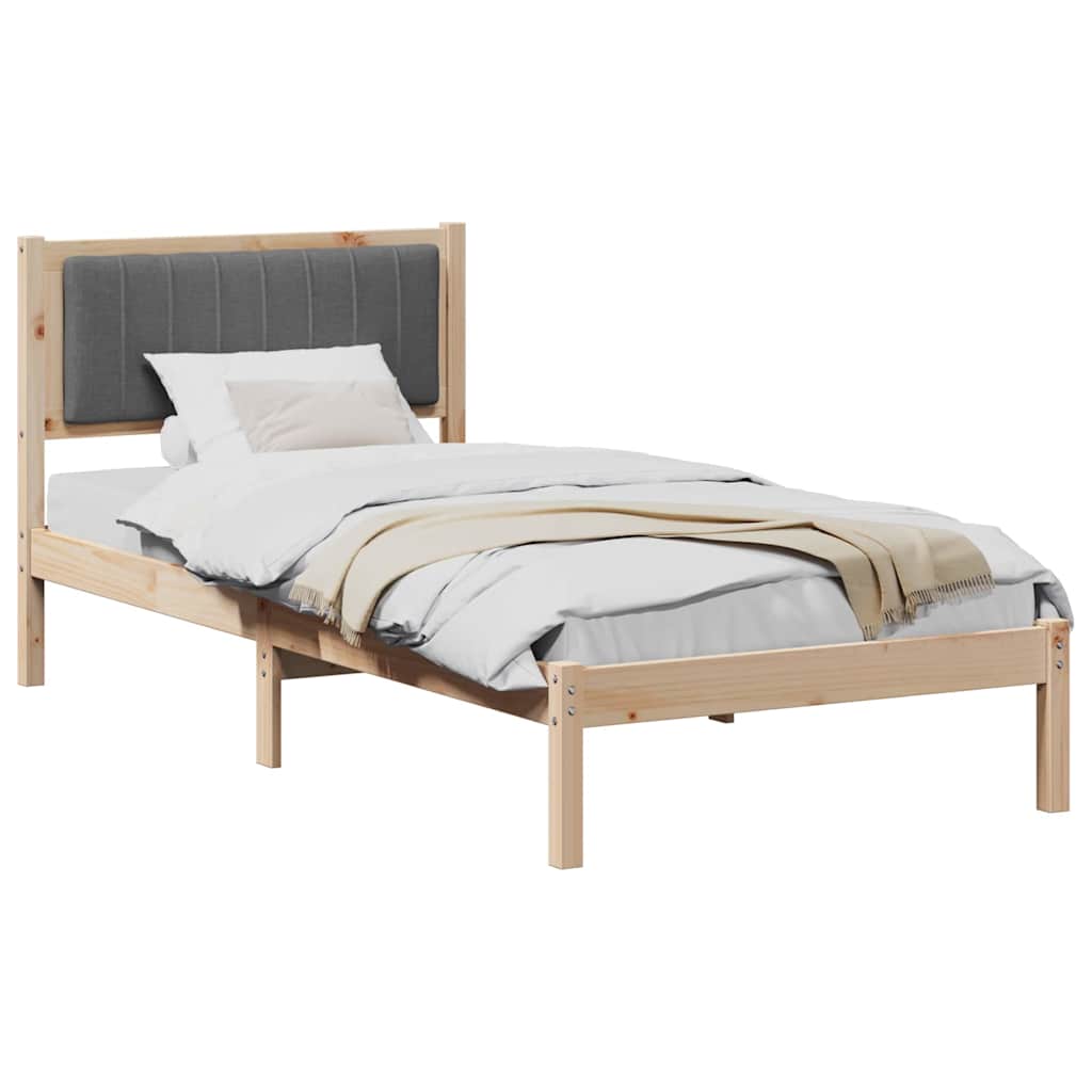 vidaXL Ramka łóżka z tapicerowanym wezgłowiem Ciemnoszary 90 x 200 cm