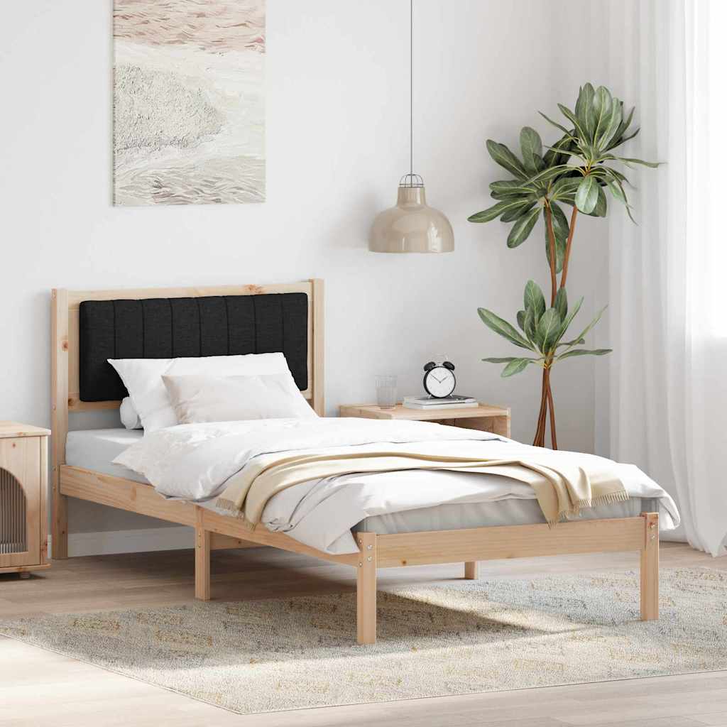 vidaXL Ramka łóżka z tapicerowanym wezgłowiem Czarny 90 x 200 cm