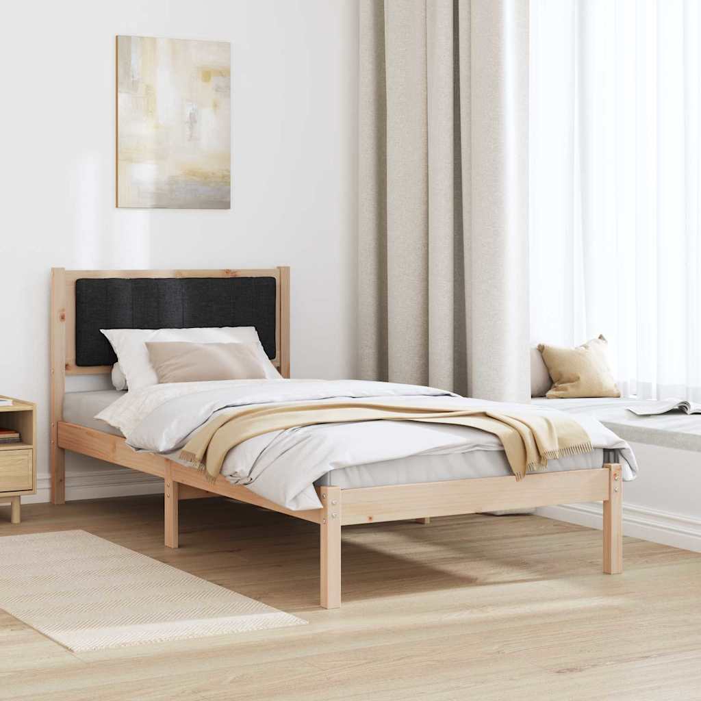 vidaXL Ramka łóżka z tapicerowanym wezgłowiem Czarny 90 x 200 cm