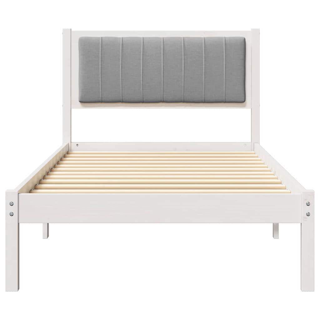 vidaXL Ramka łóżka z tapicerowanym wezgłowiem Jasnoszary 90 x 200 cm