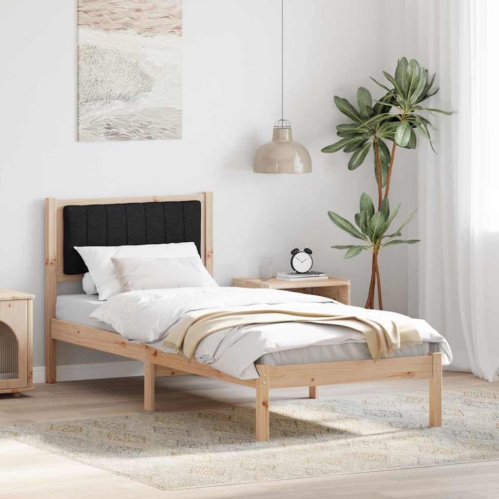 vidaXL Ramka łóżka z tapicerowanym wezgłowiem Czarny 80 x 200 cm