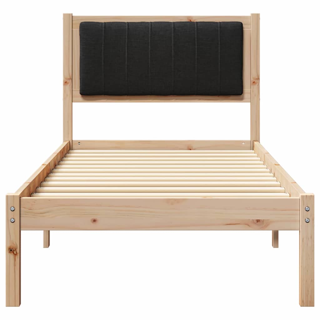 vidaXL Ramka łóżka z tapicerowanym wezgłowiem Czarny 80 x 200 cm