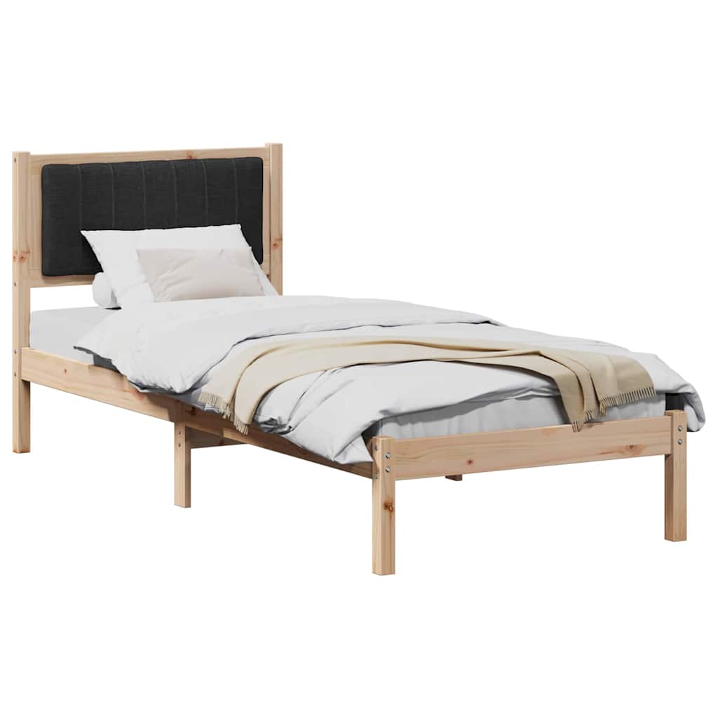 vidaXL Ramka łóżka z tapicerowanym wezgłowiem Czarny 80 x 200 cm