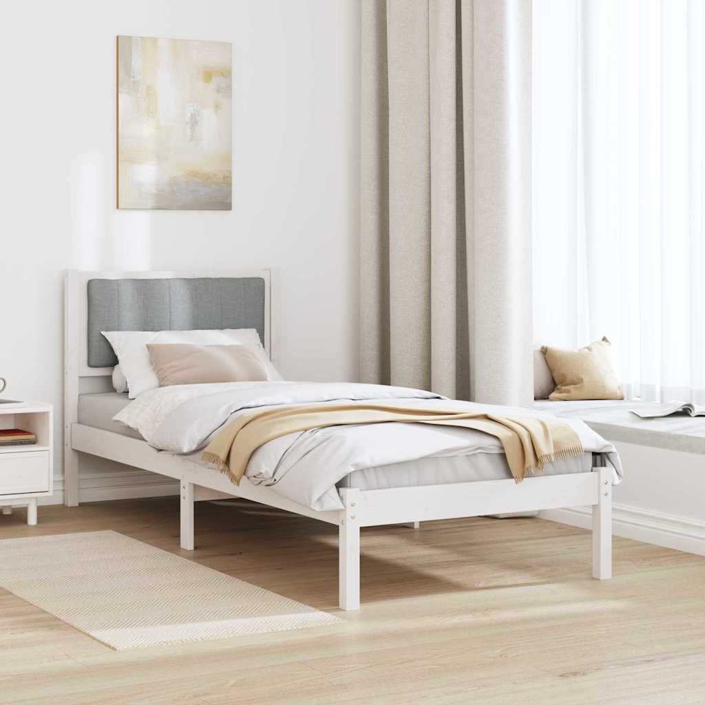 vidaXL Ramka łóżka z tapicerowanym wezgłowiem Jasnoszary 80 x 200 cm