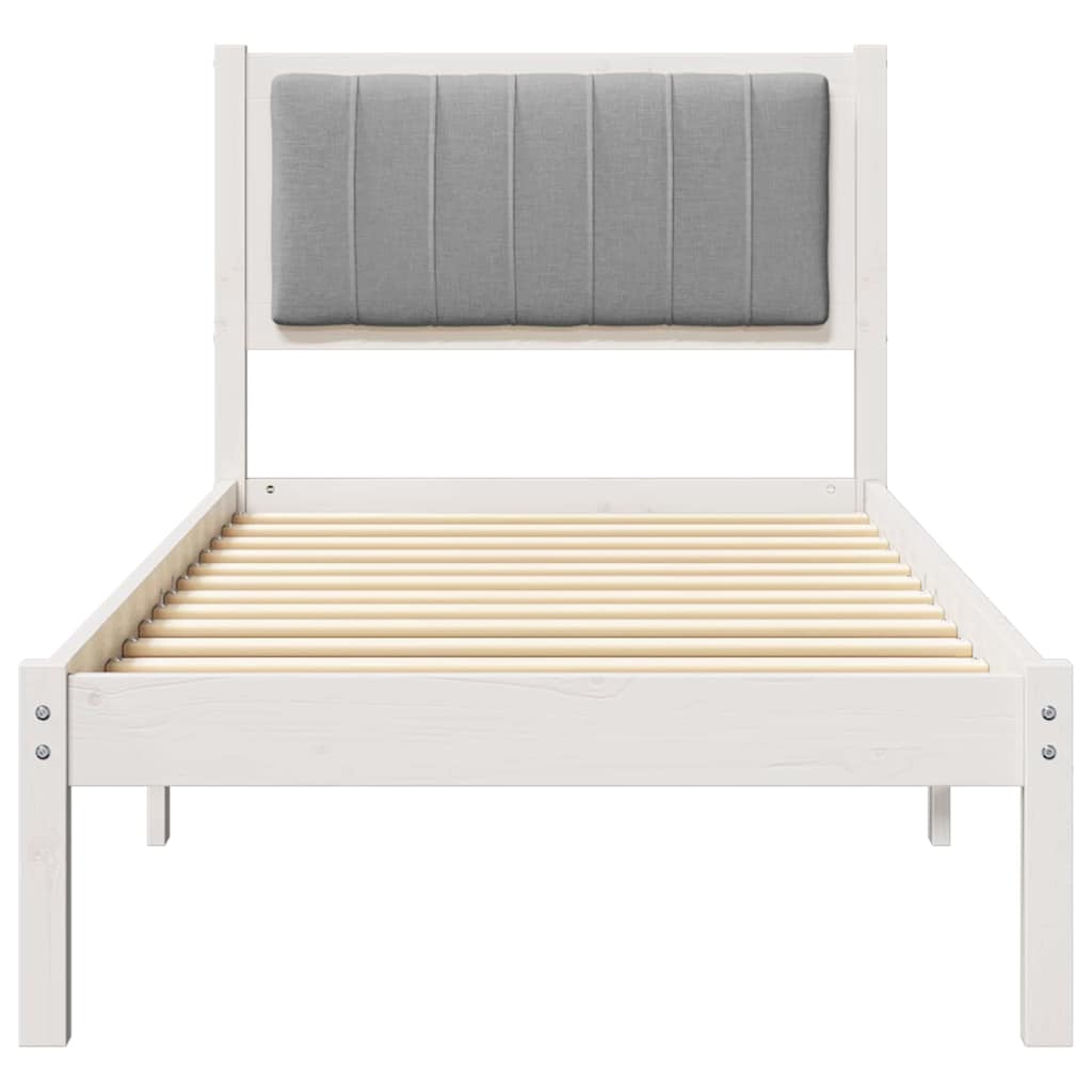 vidaXL Ramka łóżka z tapicerowanym wezgłowiem Jasnoszary 80 x 200 cm