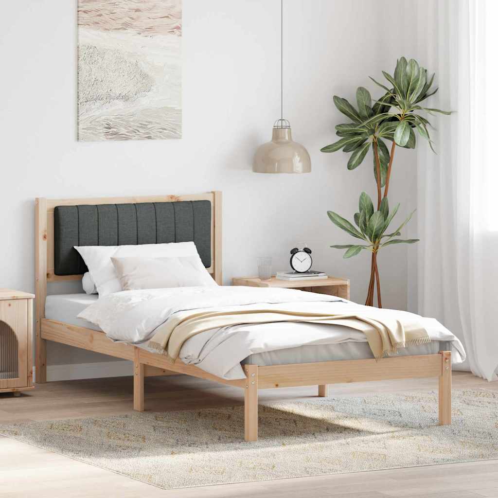 vidaXL Ramka łóżka z tapicerowanym wezgłowiem Ciemnoszary 90 x 190 cm