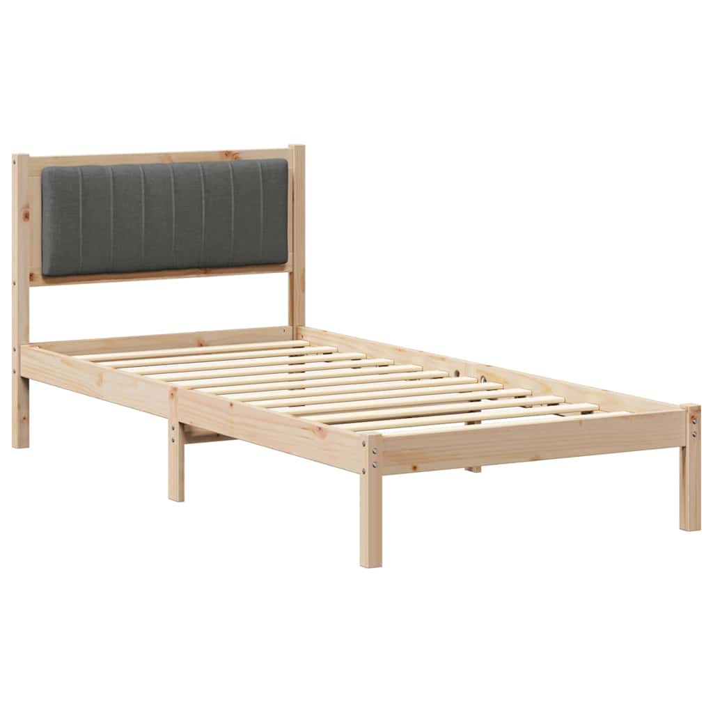 vidaXL Ramka łóżka z tapicerowanym wezgłowiem Ciemnoszary 90 x 190 cm