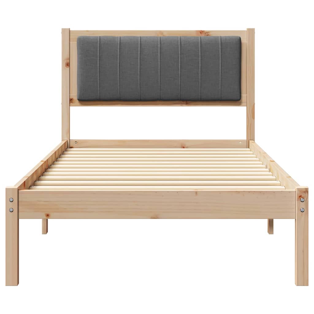 vidaXL Ramka łóżka z tapicerowanym wezgłowiem Ciemnoszary 90 x 190 cm
