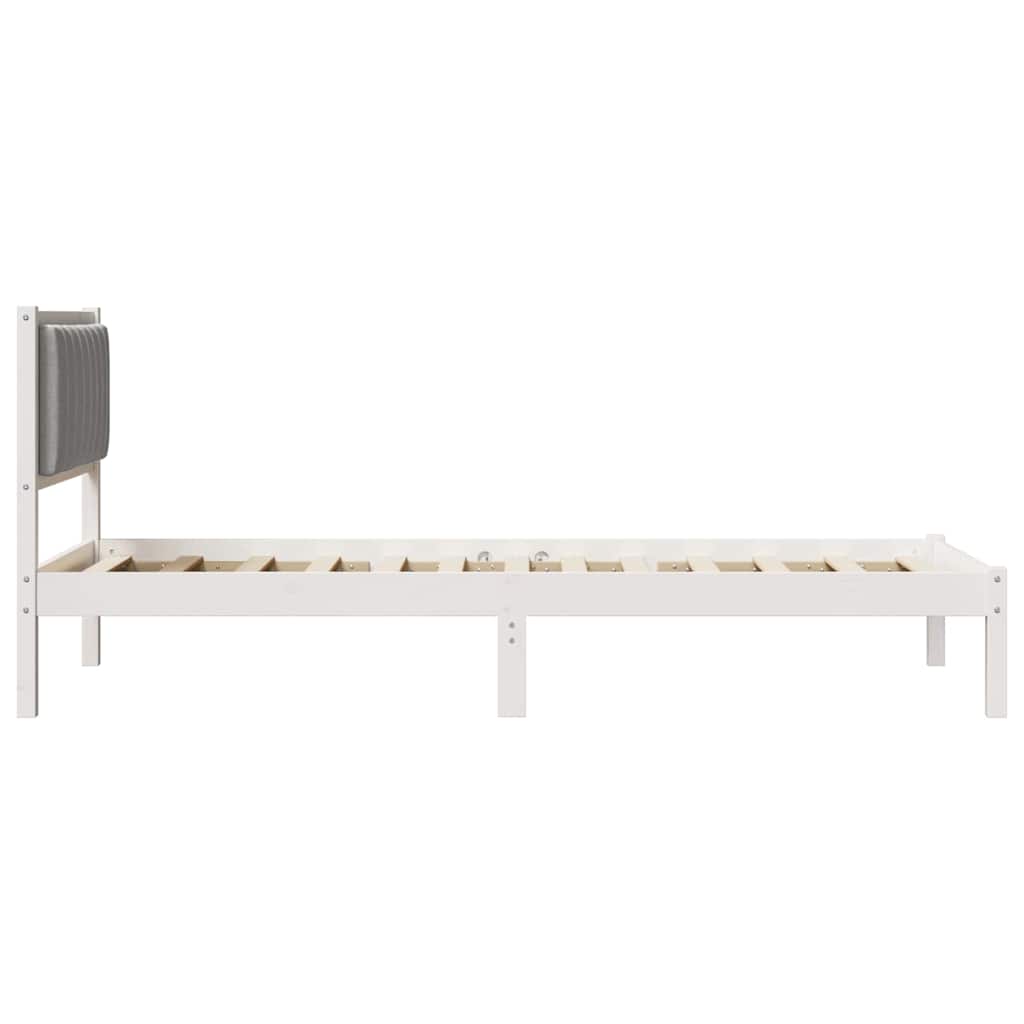 vidaXL Ramka łóżka z tapicerowanym wezgłowiem Jasnoszary 90 x 190 cm