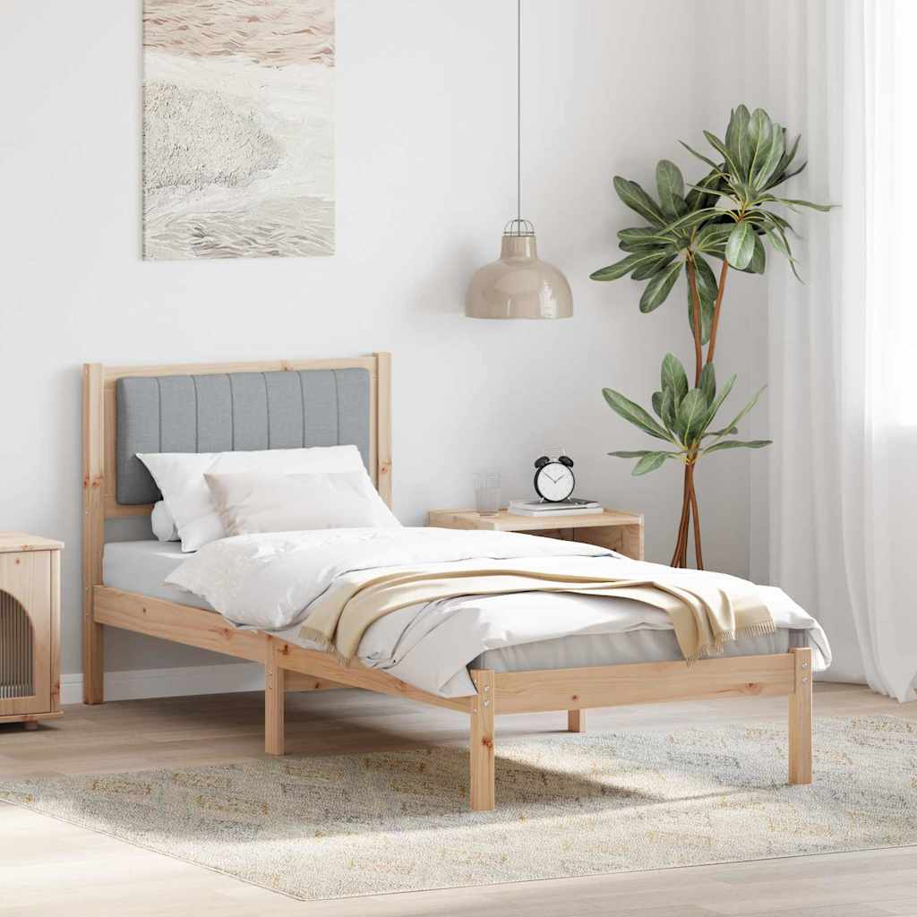 vidaXL Ramka łóżka z tapicerowanym wezgłowiem Jasnoszary 75 x 190 cm