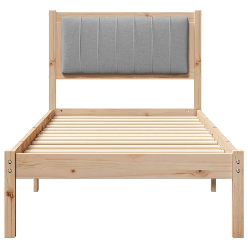 vidaXL Ramka łóżka z tapicerowanym wezgłowiem Jasnoszary 75 x 190 cm