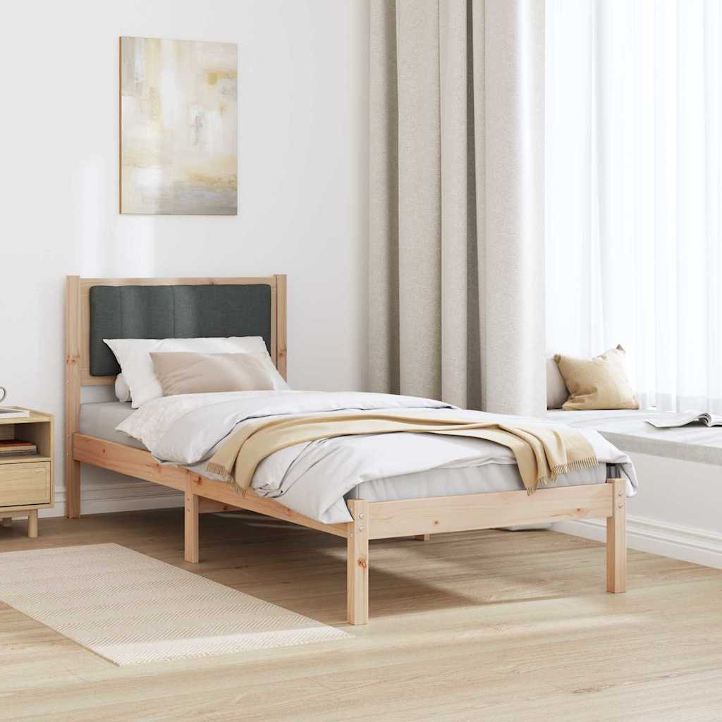 vidaXL Ramka łóżka z tapicerowanym wezgłowiem Ciemnoszary 75 x 190 cm