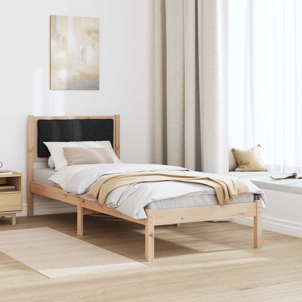 vidaXL Ramka łóżka z tapicerowanym wezgłowiem Czarny 75 x 190 cm