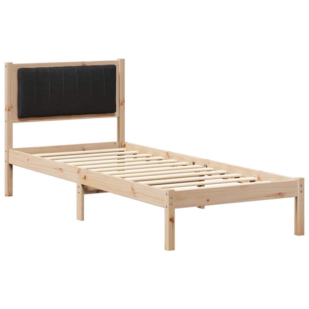 vidaXL Ramka łóżka z tapicerowanym wezgłowiem Czarny 75 x 190 cm
