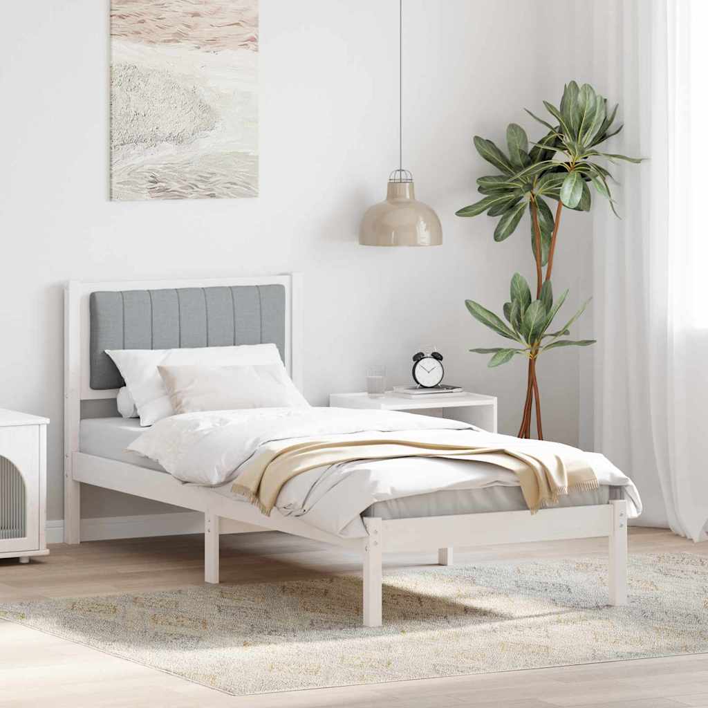 vidaXL Ramka łóżka z tapicerowanym wezgłowiem Jasnoszary 75 x 190 cm