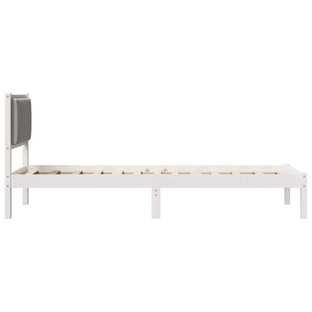 vidaXL Ramka łóżka z tapicerowanym wezgłowiem Jasnoszary 75 x 190 cm