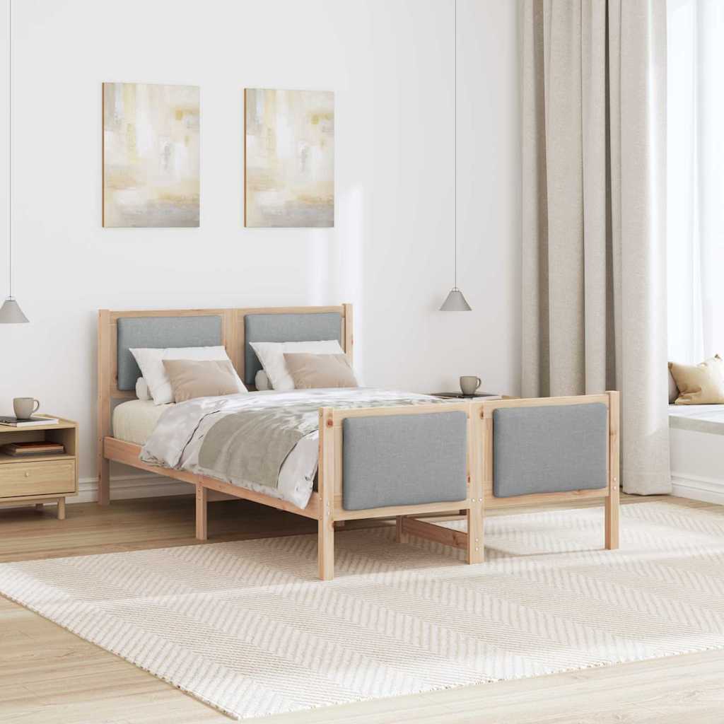 vidaXL Ramka łóżka Z zagłówkiem Jasnoszary 120 x 200 cm tkanina