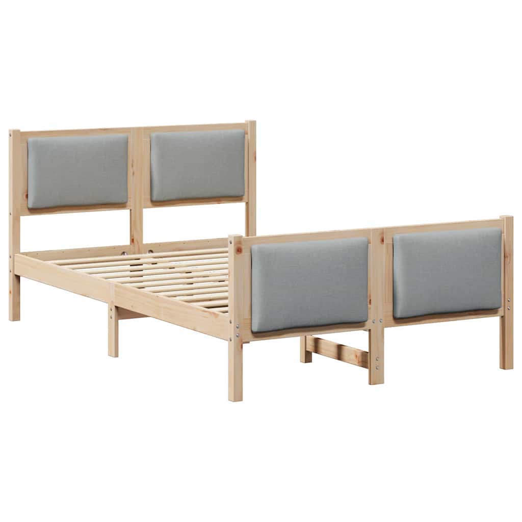 vidaXL Ramka łóżka Z zagłówkiem Jasnoszary 120 x 200 cm tkanina