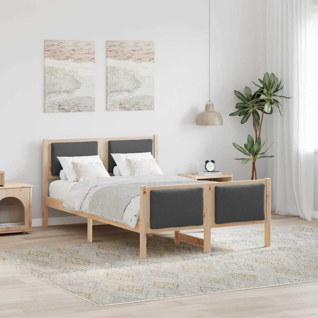 vidaXL Ramka łóżka Z zagłówkiem Ciemnoszary 120 x 200 cm tkanina