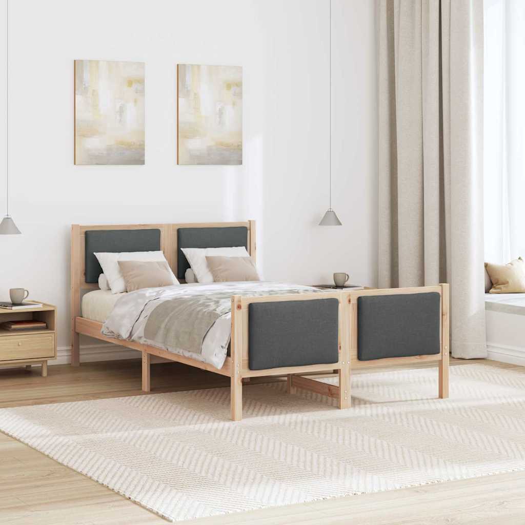 vidaXL Ramka łóżka Z zagłówkiem Ciemnoszary 120 x 200 cm tkanina