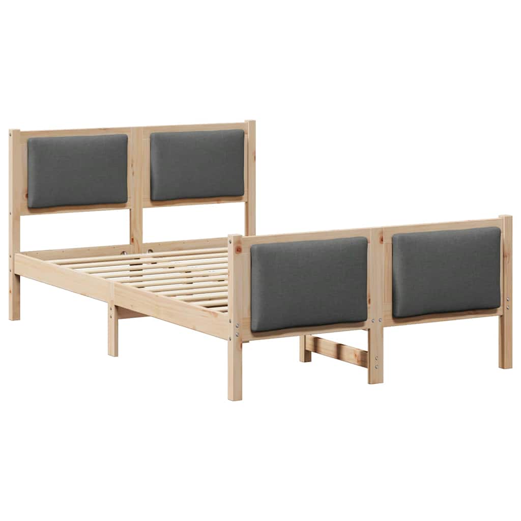 vidaXL Ramka łóżka Z zagłówkiem Ciemnoszary 120 x 200 cm tkanina