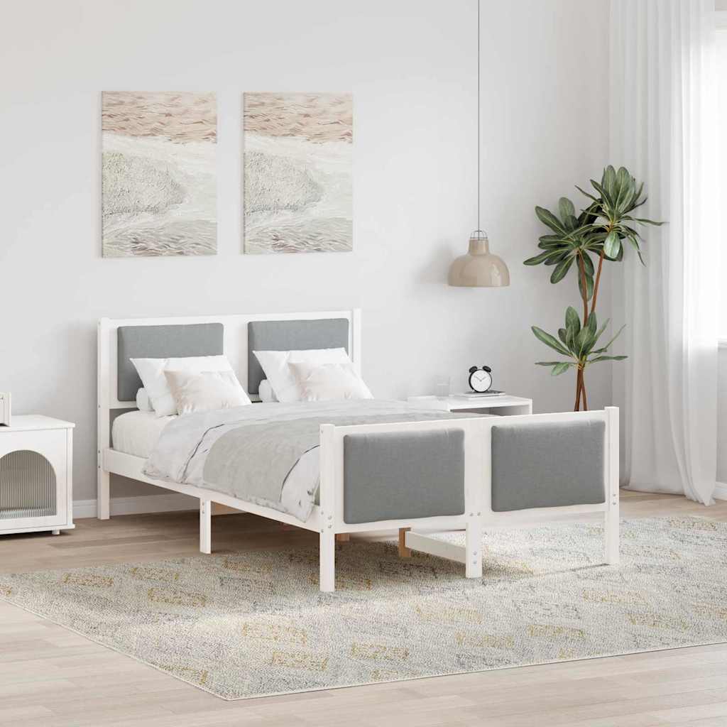 vidaXL Ramka łóżka Z zagłówkiem Jasnoszary 120 x 200 cm tkanina