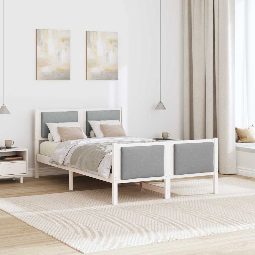 vidaXL Ramka łóżka Z zagłówkiem Jasnoszary 120 x 200 cm tkanina