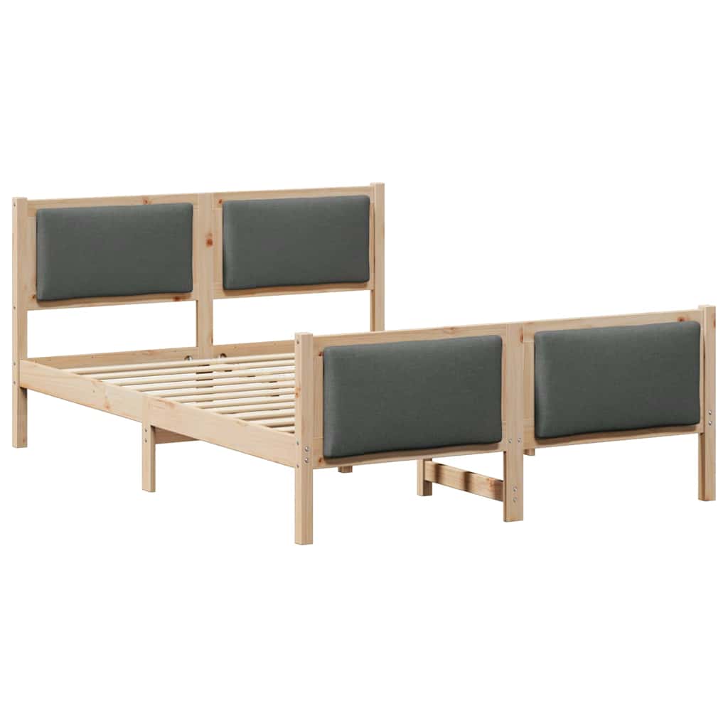 vidaXL Ramka łóżka Z zagłówkiem Ciemnoszary 140 x 190 cm tkanina
