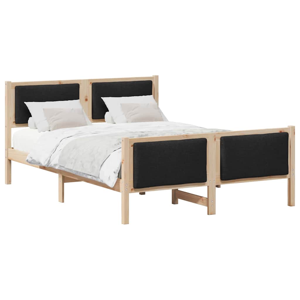 vidaXL Ramka łóżka Z zagłówkiem Czarny 140 x 190 cm tkanina