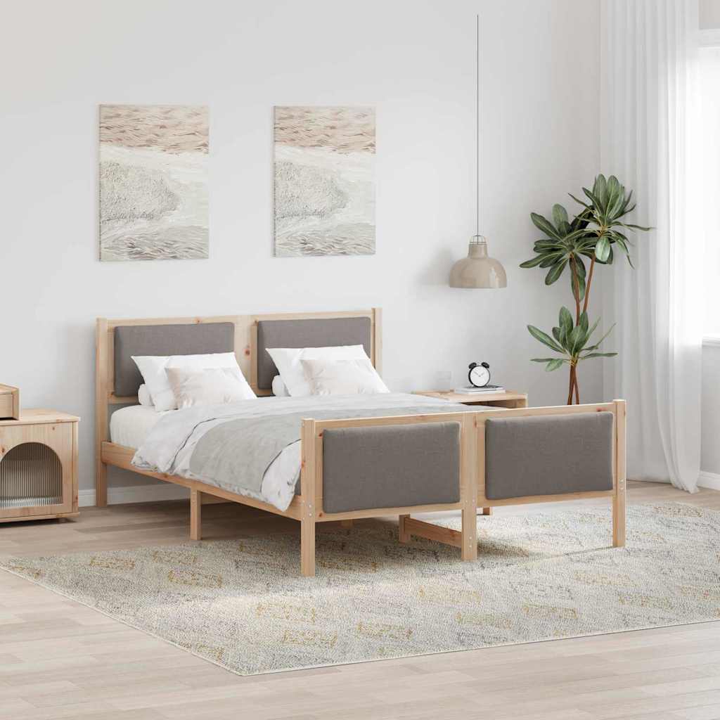 vidaXL Ramka łóżka Z zagłówkiem Ciemnoszary 140 x 190 cm tkanina