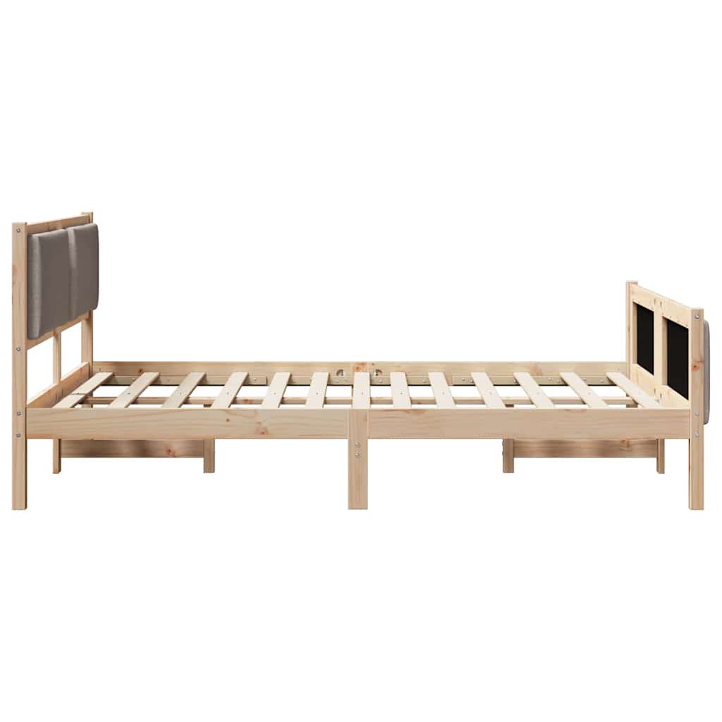vidaXL Ramka łóżka Z zagłówkiem Ciemnoszary 140 x 190 cm tkanina