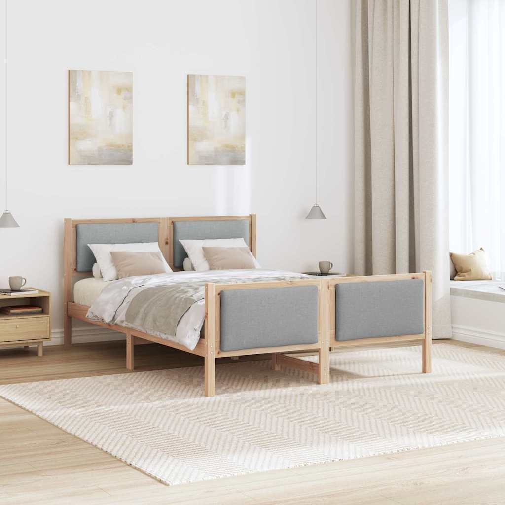 vidaXL Ramka łóżka Z zagłówkiem Jasnoszary 135 x 190 cm tkanina