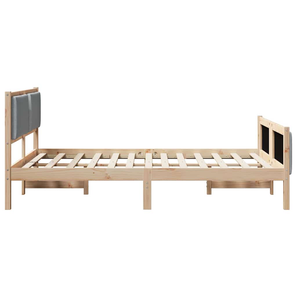vidaXL Ramka łóżka Z zagłówkiem Jasnoszary 135 x 190 cm tkanina
