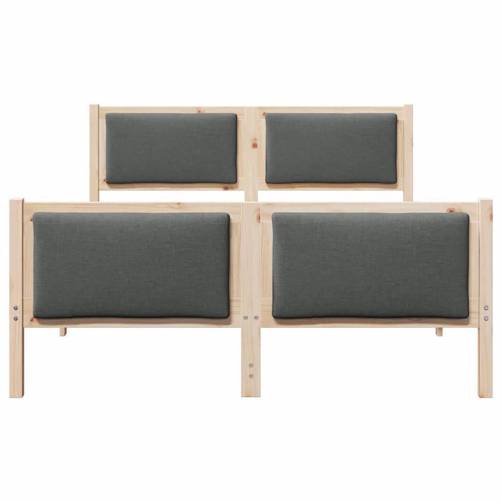 vidaXL Ramka łóżka Z zagłówkiem Ciemnoszary 135 x 190 cm tkanina
