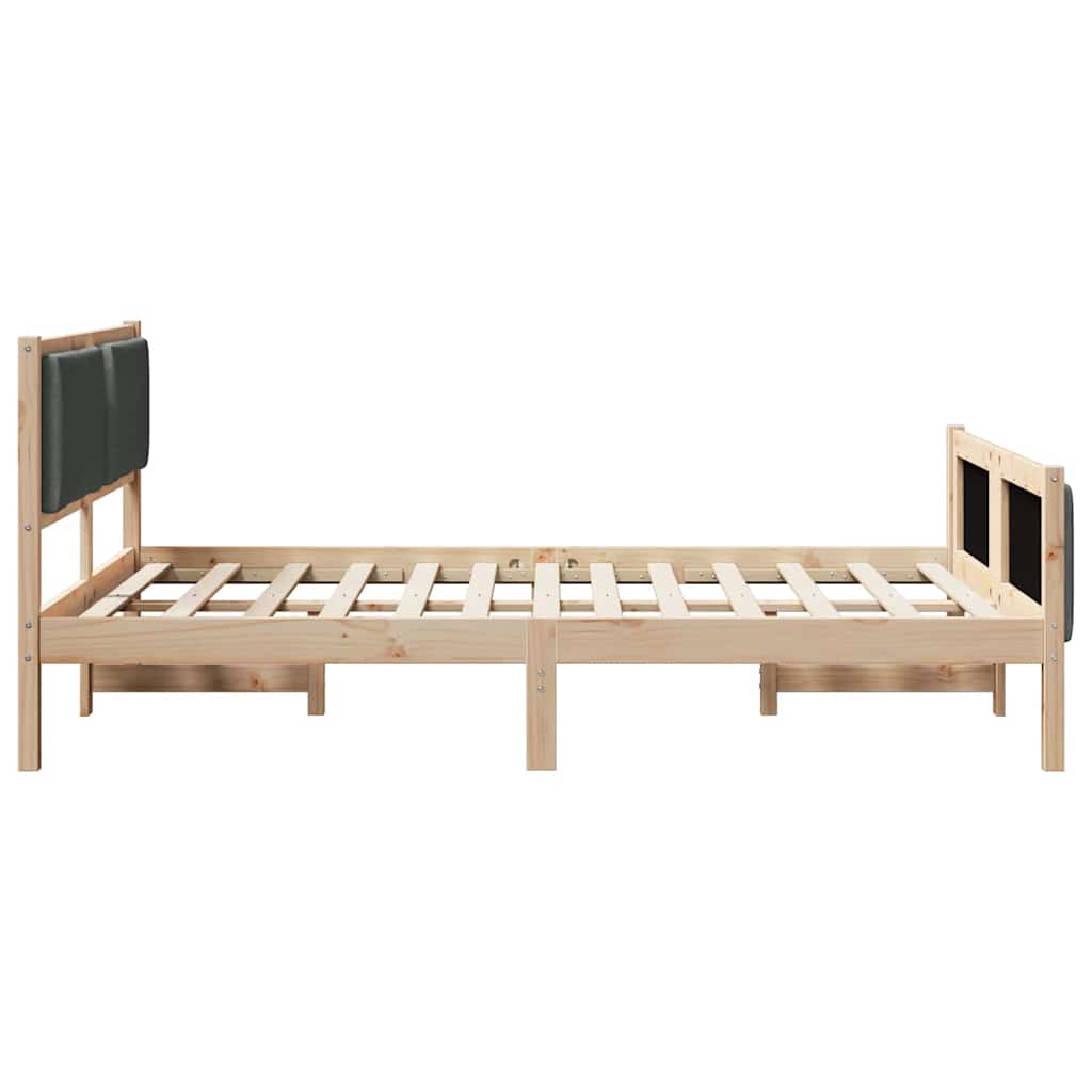 vidaXL Ramka łóżka Z zagłówkiem Ciemnoszary 135 x 190 cm tkanina